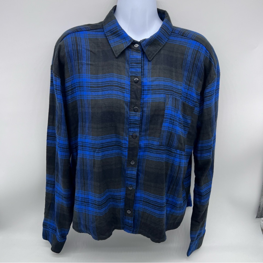 Wild Fable Blue and Black Plaid Men's Shirt